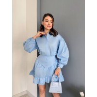 Женский хлопковый костюм голубого цвета 31628