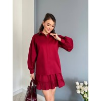 Жіночий бавовняний костюм бордового кольору 31629