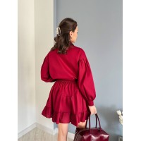 Жіночий бавовняний костюм бордового кольору 31629