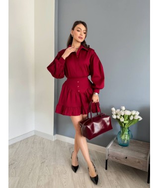 Женский хлопковый костюм бордового цвета 31629