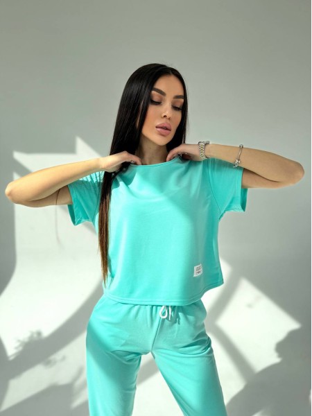 Жіночий костюм прогулянковий м'ятного кольору 31644