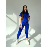 Жіночий костюм прогулянковий синього кольору 31646