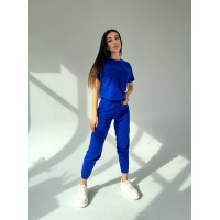 Жіночий костюм прогулянковий синього кольору 31646