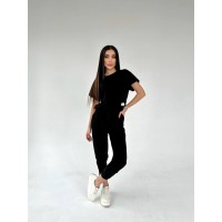 Жіночий костюм прогулянковий чорного кольору 31647