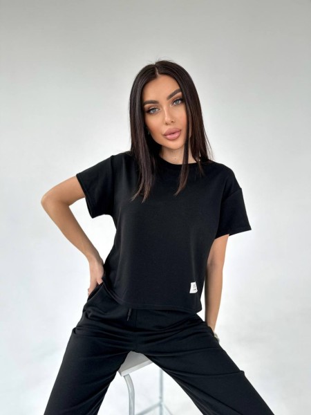 Жіночий костюм прогулянковий чорного кольору 31647