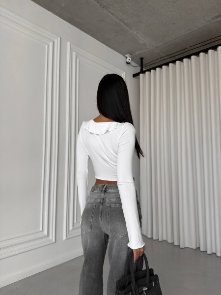 Женский топ с воланами на завязках молочного цвета 31661