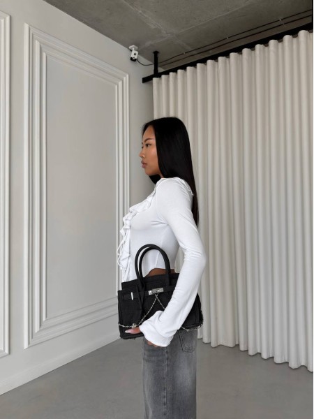 Женский топ с воланами на завязках молочного цвета 31661