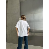 Бавовняна футболка з написом бiлого кольору 31665