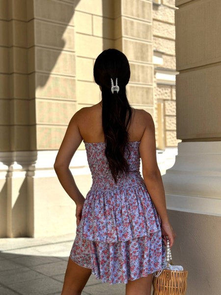 Пышное платье мини в цветок лавандового цвета 31697