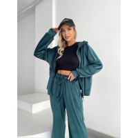 Велюровий жіночий костюм смарагдового кольору 31715