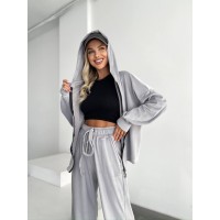 Велюровий жіночий костюм сiрого кольору 31716