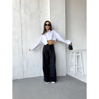 Жіночі широкі штани чорного кольору 31721