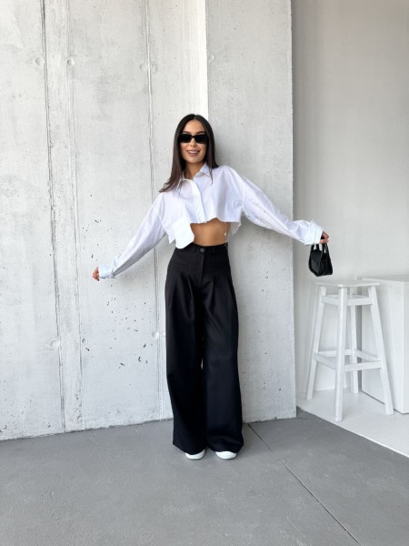 Жіночі широкі штани чорного кольору 31721