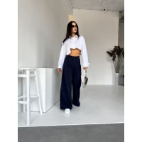 Жіночі широкі штани синього кольору 31722