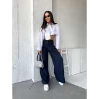 Жіночі широкі штани синього кольору 31722