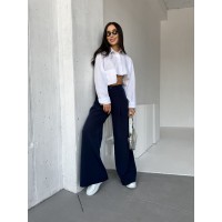 Жіночі широкі штани синього кольору 31722