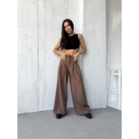 Жіночі широкі штани коричневого кольору 31723