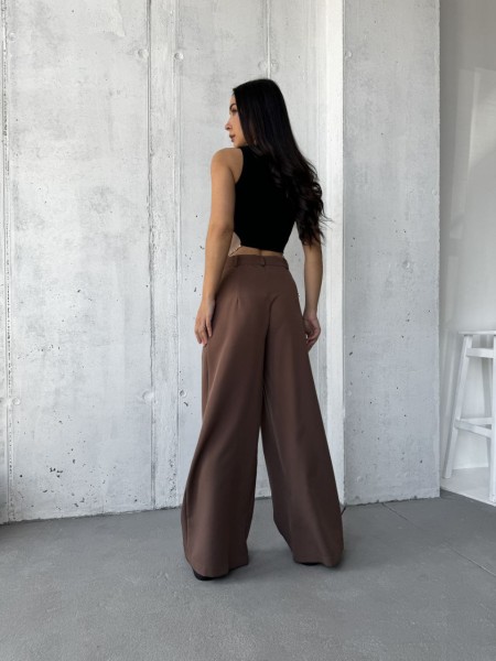 Жіночі широкі штани коричневого кольору 31723