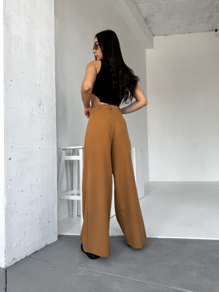 Жіночі широкі штани кавового кольору 31724