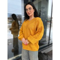 Легкий жіночий светр із вирізом помаранчевого кольору 31726