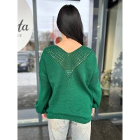 Легкий жіночий светр із вирізом зеленого кольору 31728