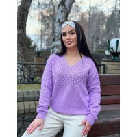 Базовий жіночий светр бузкового кольору 31732