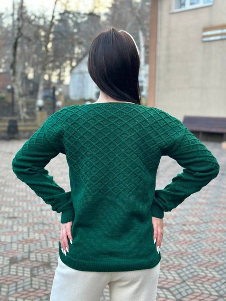 Базовий жіночий светр зеленого кольору 31735