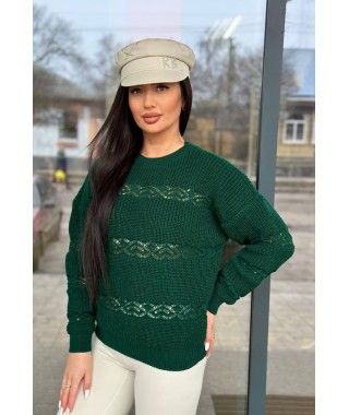 Тонкий жіночий светр зеленого кольору 31736