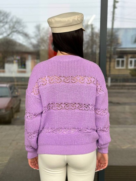 Тонкий жіночий светр бузкового кольору 31738