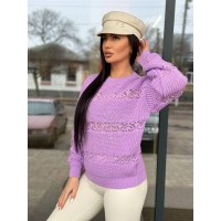 Тонкий жіночий светр бузкового кольору 31738