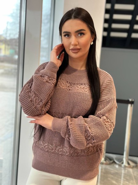 Тонкий жіночий светр пудрового кольору 31739