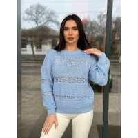 Тонкий жіночий светр блакитного кольору 31740