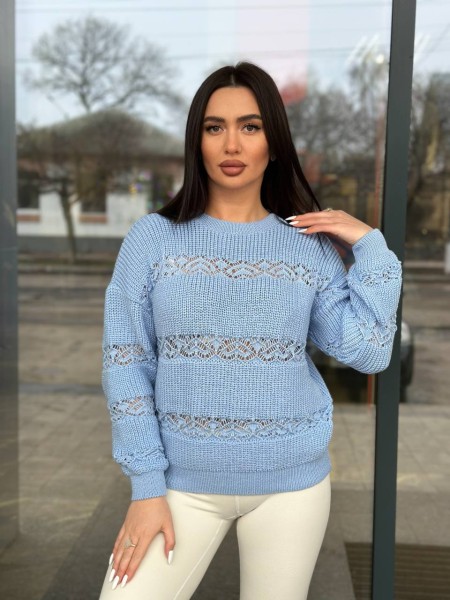 Тонкий жіночий светр блакитного кольору 31740