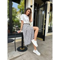 Жіноча спідниця міді молочного кольору 31744