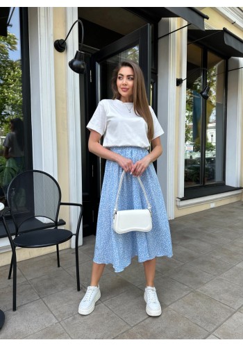 Жіноча спідниця міді блакитного кольору 31745