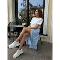 Жіноча спідниця міді блакитного кольору 31745