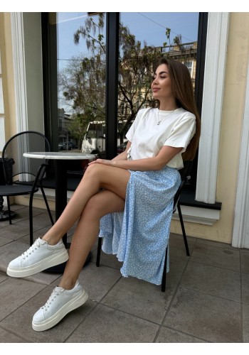 Жіноча спідниця міді блакитного кольору 31745