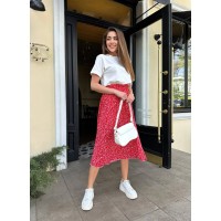 Женская легкая юбка миди красного цвета 31746