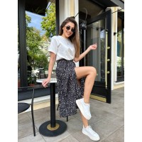 Женская легкая юбка миди черного цвета 31747