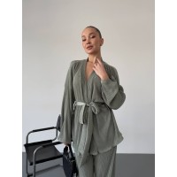Женский прогулочный костюм c кимоно оливкового цвета 31749