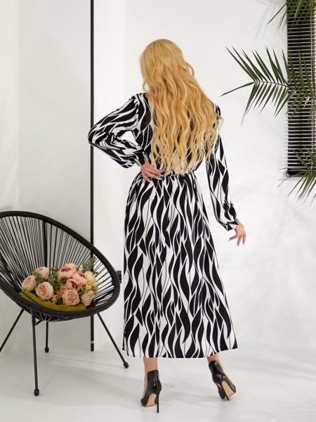 Легкое платье-рубашка с принтом черного цвета 31758