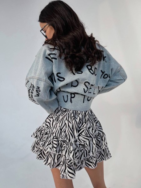 Жіноча легка спідниця міні зебра бiлого кольору 31760