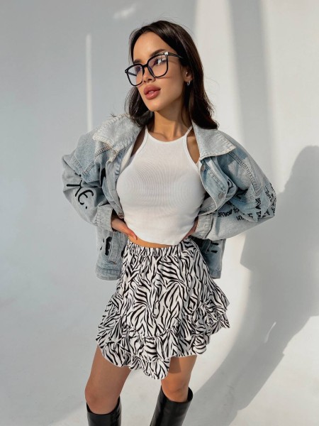 Жіноча легка спідниця міні зебра бiлого кольору 31760