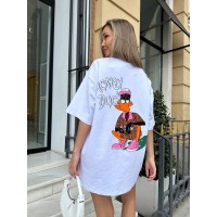 Хлопковая футболка с рисунком белого цвета 31781