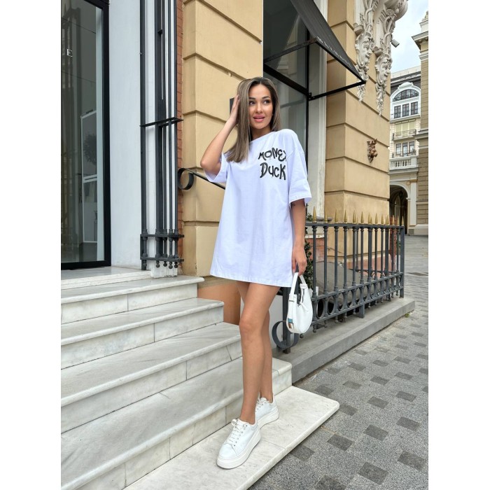 Бавовняна футболка з малюнком бiлого кольору 31781