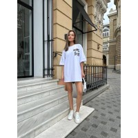 Хлопковая футболка с рисунком белого цвета 31781
