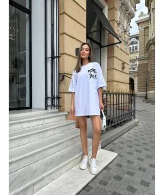 Бавовняна футболка з малюнком бiлого кольору 31781