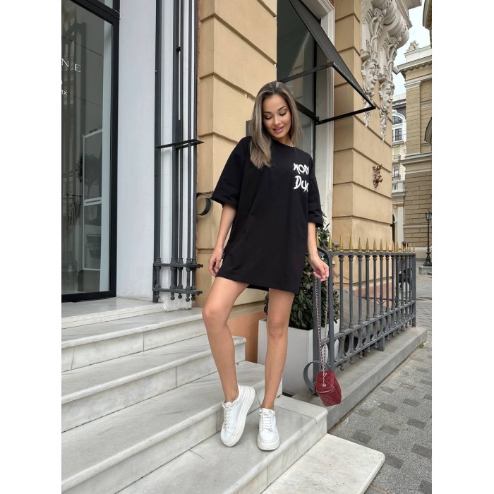 Бавовняна футболка з малюнком чорного кольору 31782