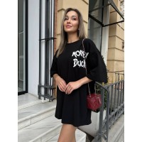 Бавовняна футболка з малюнком чорного кольору 31782