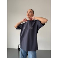 Хлопковая базовая футболка графитового цвета 31783